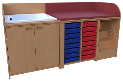 Wickelkombination 3-teilig aus Badewannenschrank, Kunststoffschüben und Treppe